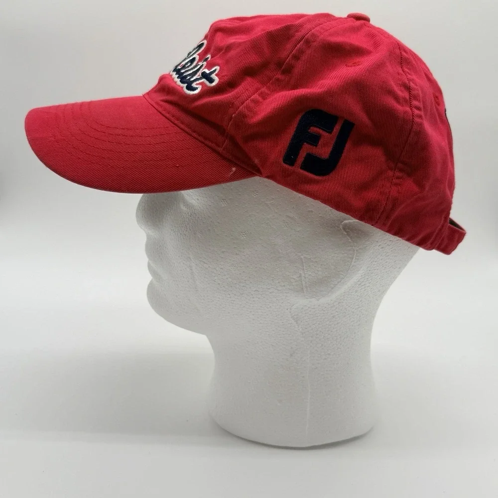 Titleist Pro V1 FootJoy FJ Hat Red Adjustable Strapback Golf Performance Cap